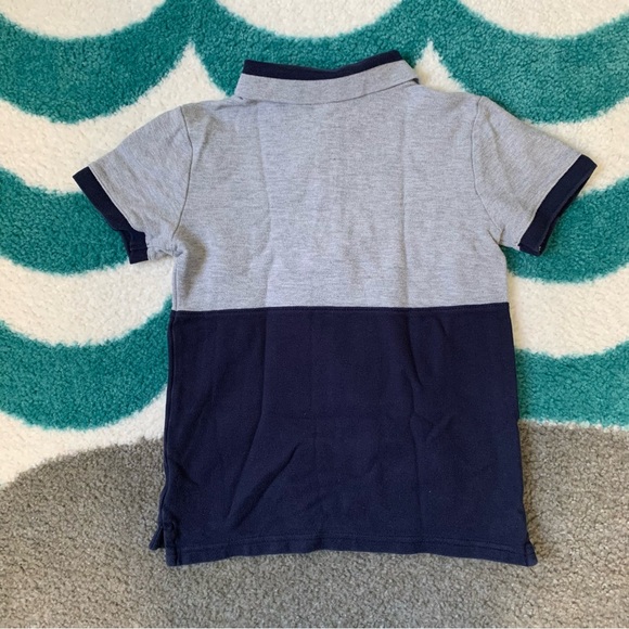 Janie and Jack Colorblock Pique Polo (Navy/Grey) Size 6 - Picture 2 of 5